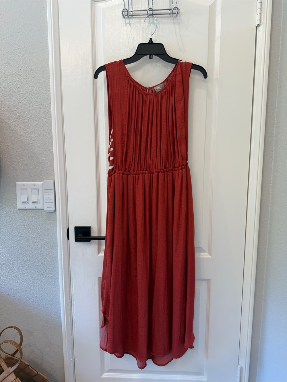 Anthropologie Dolan Left Coast Rust Red Stripe Sleeveless Midi Dress